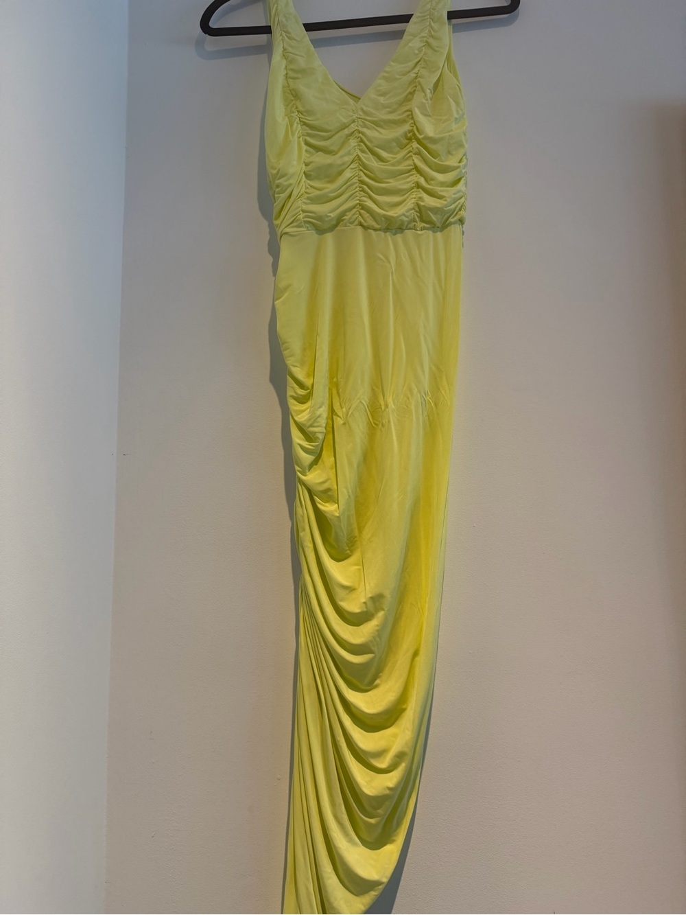 YFB Yellow Ruched V-Neck Women’s Dress